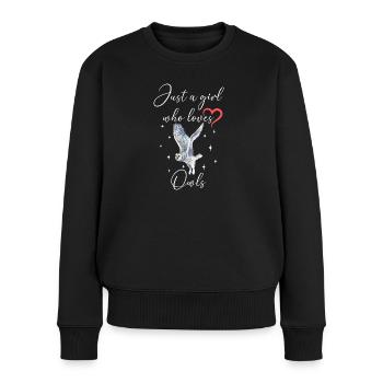 Frau Mädchen Liebe Herz Eule - Frauen Premium Bio Pullover - Schwarz - Vorne - Julia (174cm)