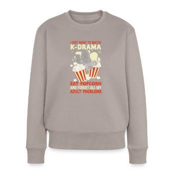 Film-kino-liebhaber-popcorn-filmabend Ansehen - Frauen Premium Bio Pullover - Taupe - Vorne - Julia (174cm)
