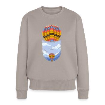 Ballonfahrt Geschenk Brusttasche Heißluftballon - Frauen Premium Bio Pullover - Taupe - Vorne - Julia (174cm)