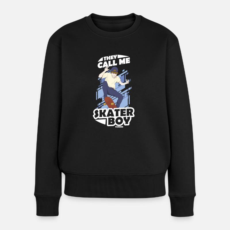 Skateboard Junge Sohn Bruder Geschenk - Frauen Premium Bio Pullover - Schwarz