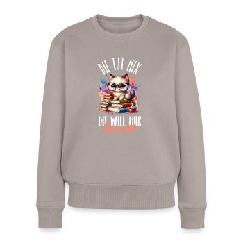 Die Tut Nix Die Will Nur Lesen ist mein Hobby - Frauen Premium Bio Pullover - Taupe - Vorne - Julia (174cm)