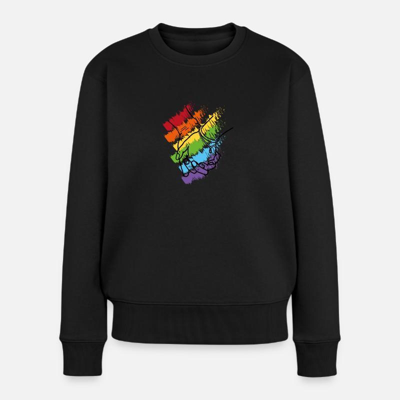 Haendchen halten Regenbogen 2 - Frauen Premium Bio Pullover - Schwarz