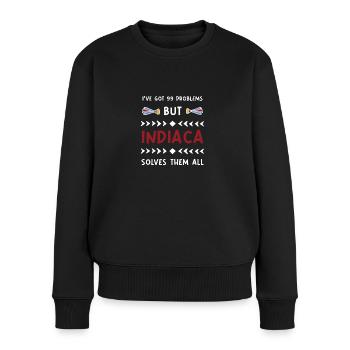 I've got 99 Problems but Indiaca solves them all - Frauen Premium Bio Pullover - Schwarz - Vorne - Julia (174cm)