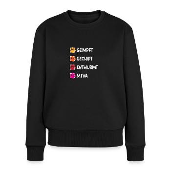 Geimpft, gechipt, entwurmt, mtva tierarzt design - Frauen Premium Bio Pullover - Schwarz - Vorne - Julia (174cm)