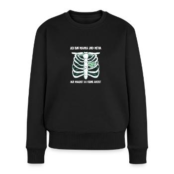 Ich bin Mama und mtva, ich habe keine angst - Frauen Premium Bio Pullover - Schwarz - Vorne - Julia (174cm)