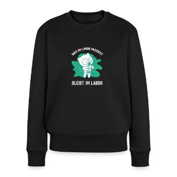 Was im Labor passiert bleibt im Labor MTLA - Frauen Premium Bio Pullover - Schwarz - Vorne - Julia (174cm)