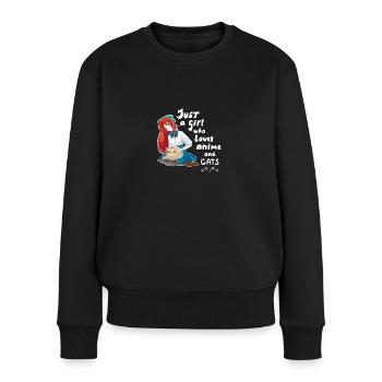 Just A Girl Who Loves Anime And Cats Otaku Kawaii - Frauen Premium Bio Pullover - Schwarz - Vorne - Julia (174cm)