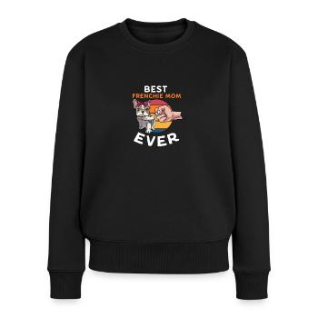 Best Frenchie Mom Französische Bulldogge Bully - Frauen Premium Bio Pullover - Schwarz - Vorne - Julia (174cm)