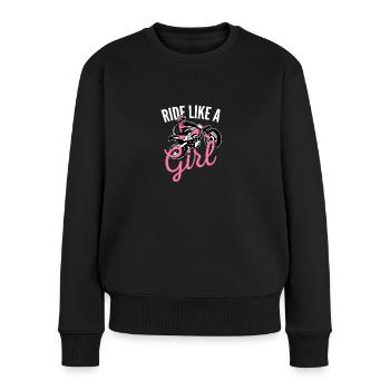 Motocross Girl Motorrad Bikerin Motorsport - Frauen Premium Bio Pullover - Schwarz - Vorne - Julia (174cm)