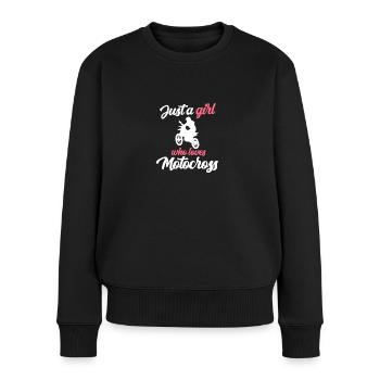 Just A Girl Motocross Motorrad Biker Motorsport - Frauen Premium Bio Pullover - Schwarz - Vorne - Julia (174cm)