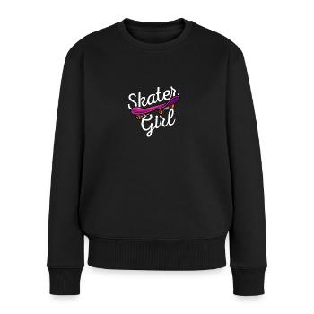Skater Girl Skater Skateboard Longboard Halfpipe - Frauen Premium Bio Pullover - Schwarz - Vorne - Julia (174cm)
