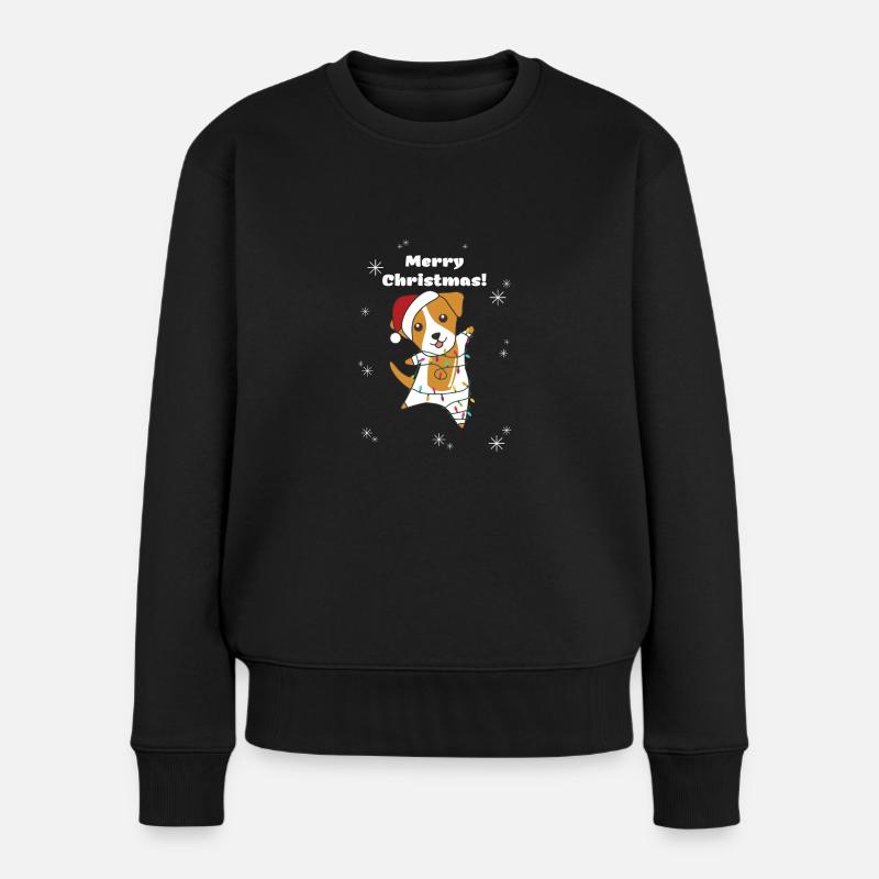 Jack Russel Weihnachten Hund Winter Tiere Hunde - Frauen Premium Bio Pullover - Schwarz