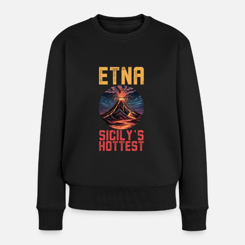Etna Vulkan Sizilien - Frauen Premium Bio Pullover - Schwarz