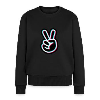 Conception d'autocollant de main de paix - signe de paix - Pull Premium bio Femme - noir - Devant - Julia (174cm)