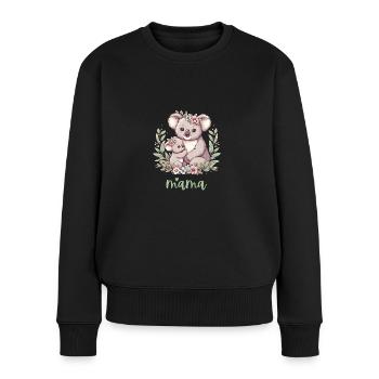 Maman Koala ours câlin I Couronne florale maman I Koala - Pull Premium bio Femme - noir - Devant - Julia (174cm)