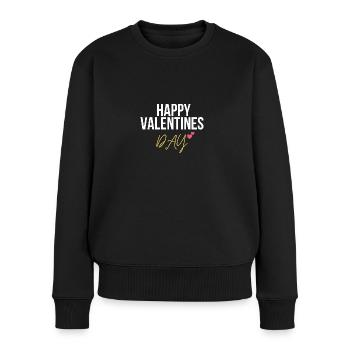 HAPPY VALENTINES DAY - Frauen Premium Bio Pullover - Schwarz - Vorne - Julia (174cm)