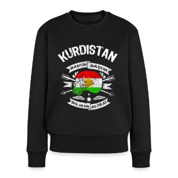 Kurdistan Flagge Bakur Bashur Rojava Rojhlt Newroz - Frauen Premium Bio Pullover - Schwarz - Vorne - Julia (174cm)
