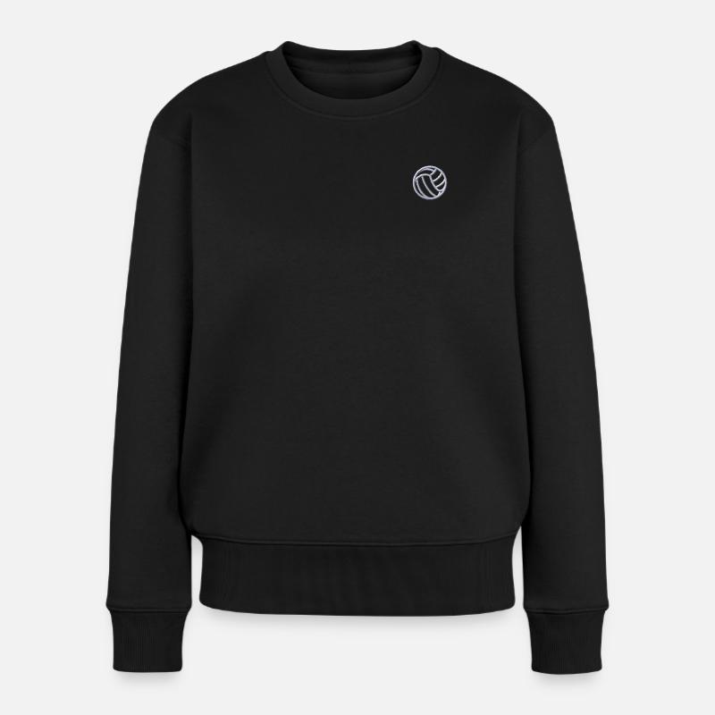 Volleyball weiß bestickt - Frauen Premium Bio Pullover - Schwarz