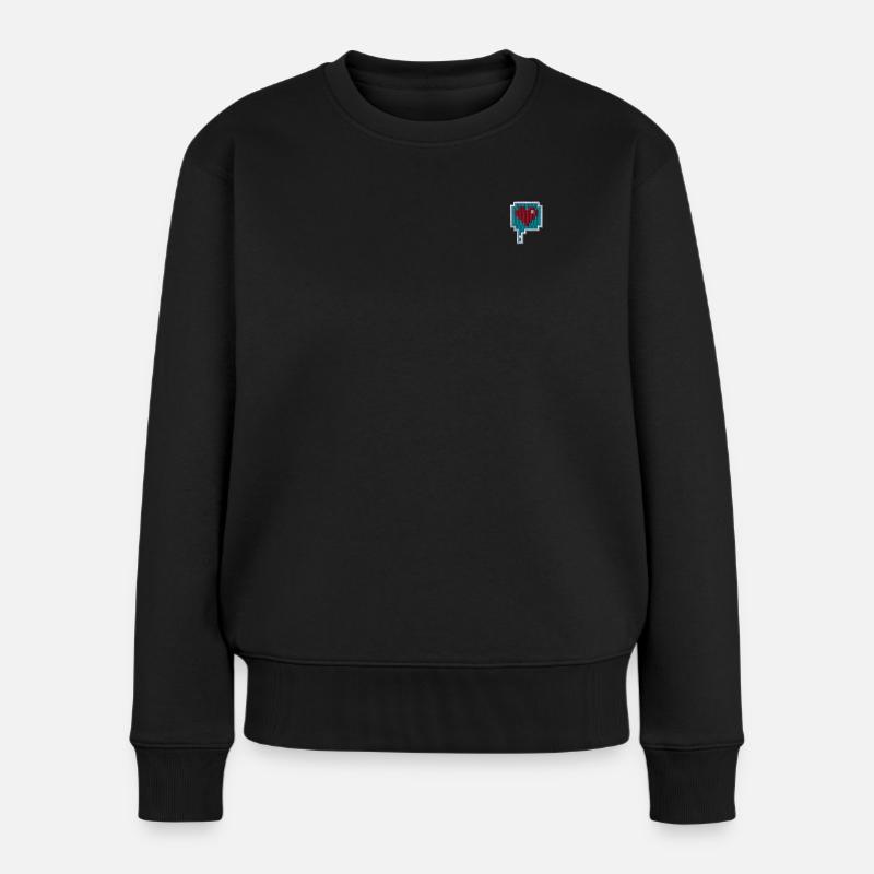 Pixelherz - Frauen Premium Bio Pullover - Schwarz
