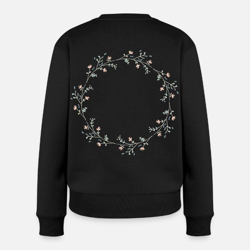 Blumen - Frauen Premium Bio Pullover - Schwarz