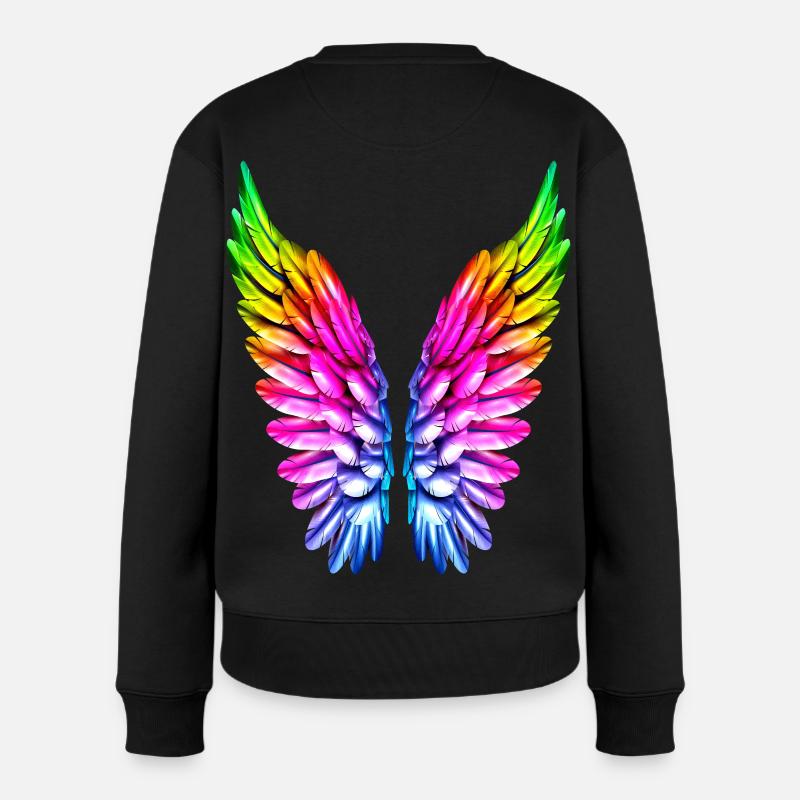 LGBT Regenbogen Engelsflügel Gay Lesbisch Queer - Frauen Premium Bio Pullover - Schwarz