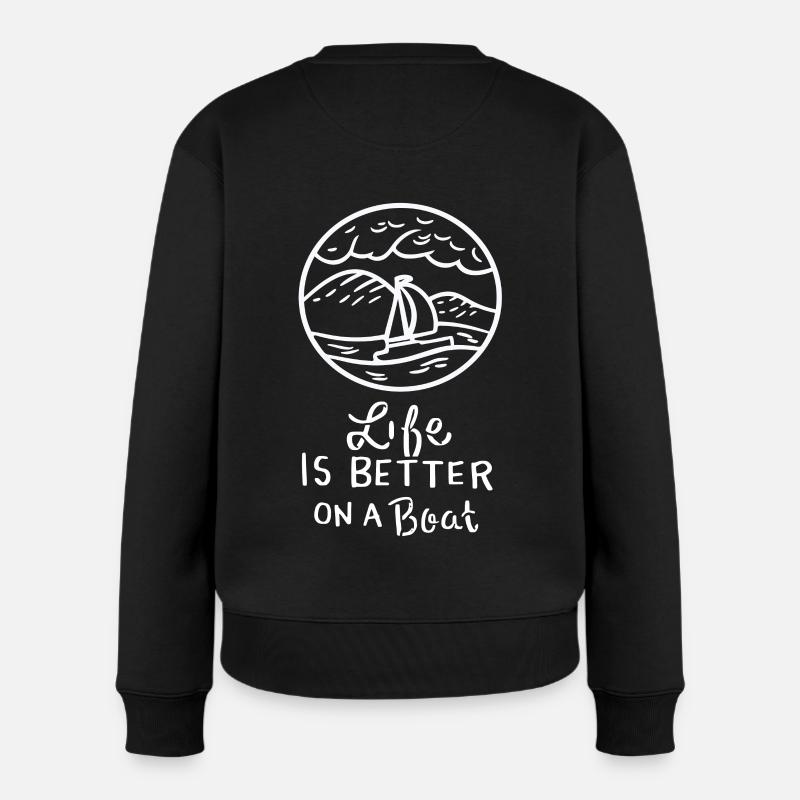 Segeln Segelboot - Frauen Premium Bio Pullover - Schwarz