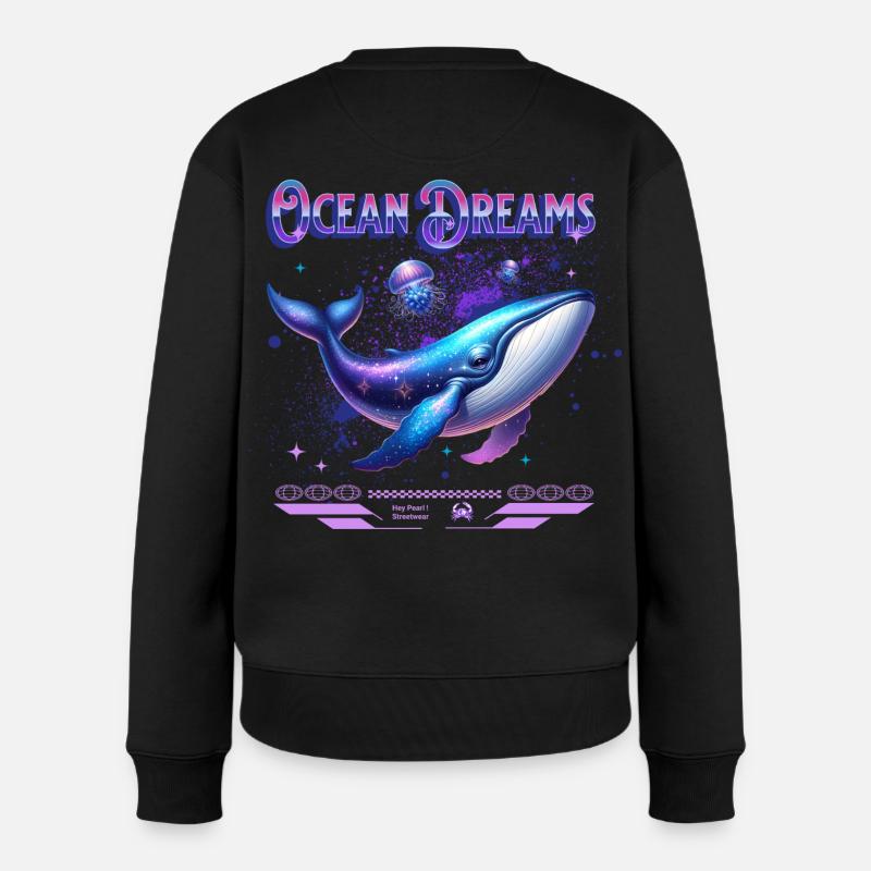 Rêves de l’océan : Baleine galactique - Pull Premium bio Femme - noir