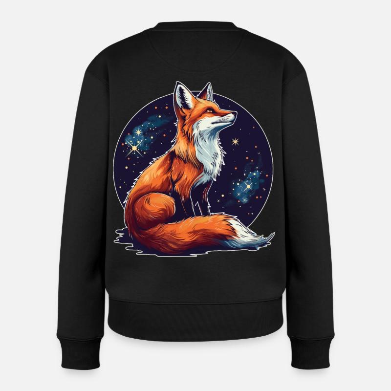Fuchs mit Sternen - Frauen Premium Bio Pullover - Schwarz