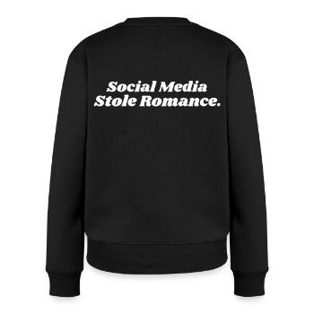 SOCIAL MEDIA STOLE ROMANCE - Frauen Premium Bio Pullover - Schwarz - Hinten - Julia (174cm)