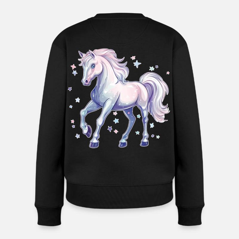 Pferd mit Sternen - Frauen Premium Bio Pullover - Schwarz