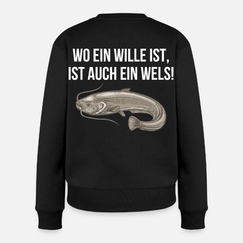 Wels Spruch Angel Print - Frauen Premium Bio Pullover - Schwarz
