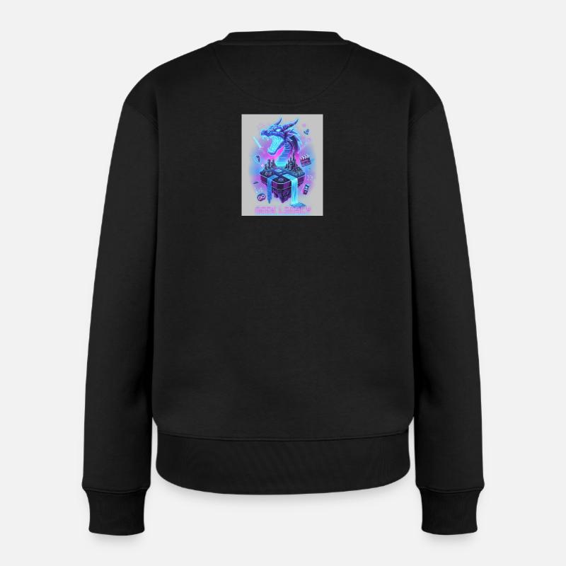 Neon Dragon auf Retro Konsole - Frauen Premium Bio Pullover - Schwarz