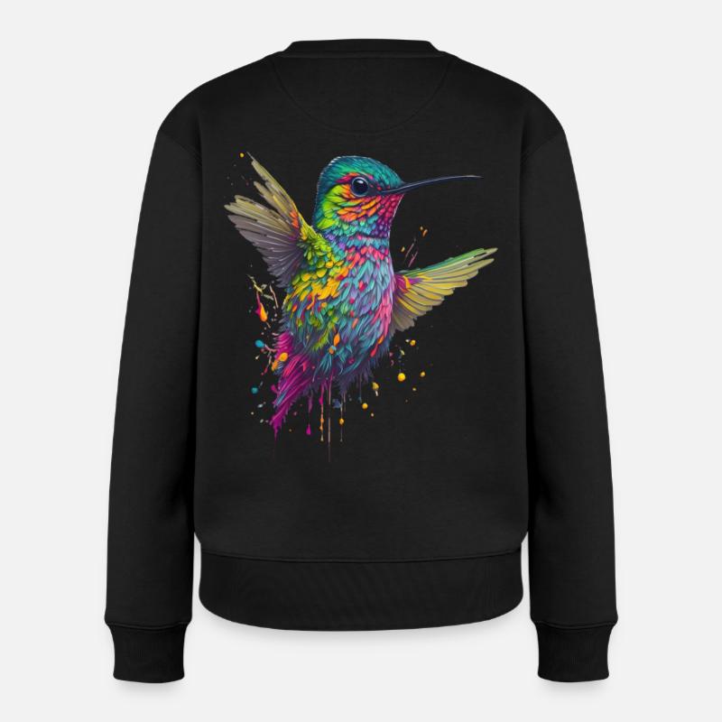 Color Explosion Hummingbird Artwork - Women's Premium Organic Jumper - black