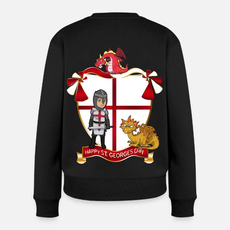 St. Georges Day und Drachen - Frauen Premium Bio Pullover - Schwarz