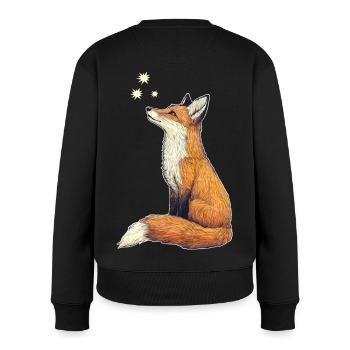 Fuchs mit Sternen - Frauen Premium Bio Pullover - Schwarz - Hinten - Julia (174cm)