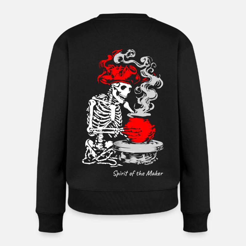 Der Geist des Schöpfers – Skelett-Handwerksdesign - Frauen Premium Bio Pullover - Schwarz