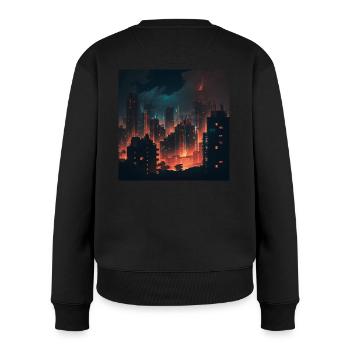 Futuristic city at night - Women's Premium Organic Jumper - black - Back - Julia (174cm)
