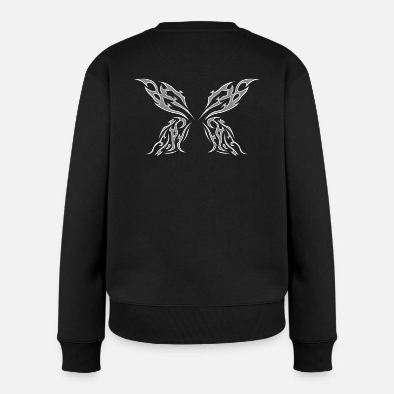 Flügel aus verchromtem Metall - Frauen Premium Bio Pullover - Schwarz