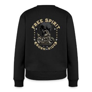 Free Spirit Born to Ride - Frauen Premium Bio Pullover - Schwarz - Hinten - Julia (174cm)