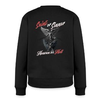 Saint or Sinner Heaven or Hell - Frauen Premium Bio Pullover - Schwarz - Hinten - Julia (174cm)