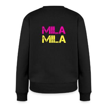 Mila - Frauen Premium Bio Pullover - Schwarz - Hinten - Julia (174cm)