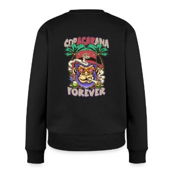 Hooligan Backprint Copacabana Forever Fußballfan - Frauen Premium Bio Pullover - Schwarz - Hinten - Julia (174cm)