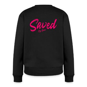 Sauvé par la grâce Des cadeaux chrétiens - Pull Premium bio Femme - noir - Dos - Julia (174cm)
