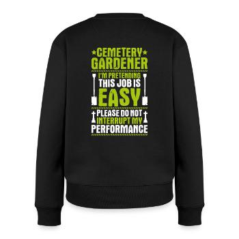 Friedhofsgärtner Friedhof Cemetery Gardener - Frauen Premium Bio Pullover - Schwarz - Hinten - Julia (174cm)
