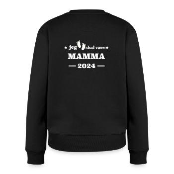 Ich werde Mama 2024 mit Babyfüßen - Frauen Premium Bio Pullover - Schwarz - Hinten - Julia (174cm)