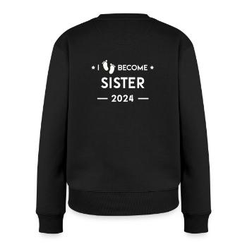 Ich werde Schwester 2024 - Frauen Premium Bio Pullover - Schwarz - Hinten - Julia (174cm)