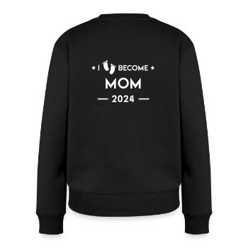 Ich werde Mama 2024 mit Babyfüßen - Frauen Premium Bio Pullover - Schwarz - Hinten - Julia (174cm)