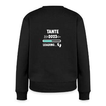 Ich werde Tante 2023 / Werdende Tante 2023 - Frauen Premium Bio Pullover - Schwarz - Hinten - Julia (174cm)