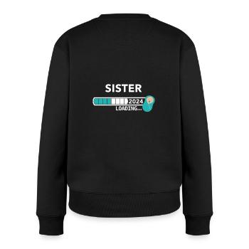 Ich werde Schwester 2024 - Frauen Premium Bio Pullover - Schwarz - Hinten - Julia (174cm)