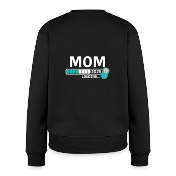 Mom 2025 loading... - Frauen Premium Bio Pullover - Schwarz - Hinten - Julia (174cm)
